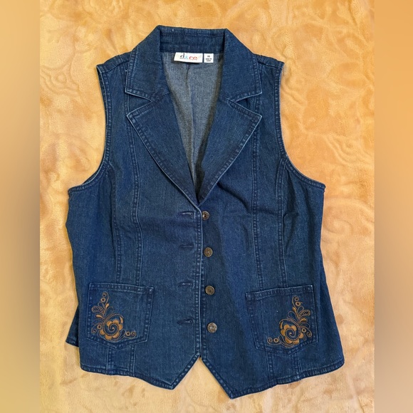 Denim & Co. Stretch Denim Embroidered
Button Front Vest XS - Picture 2 of 14